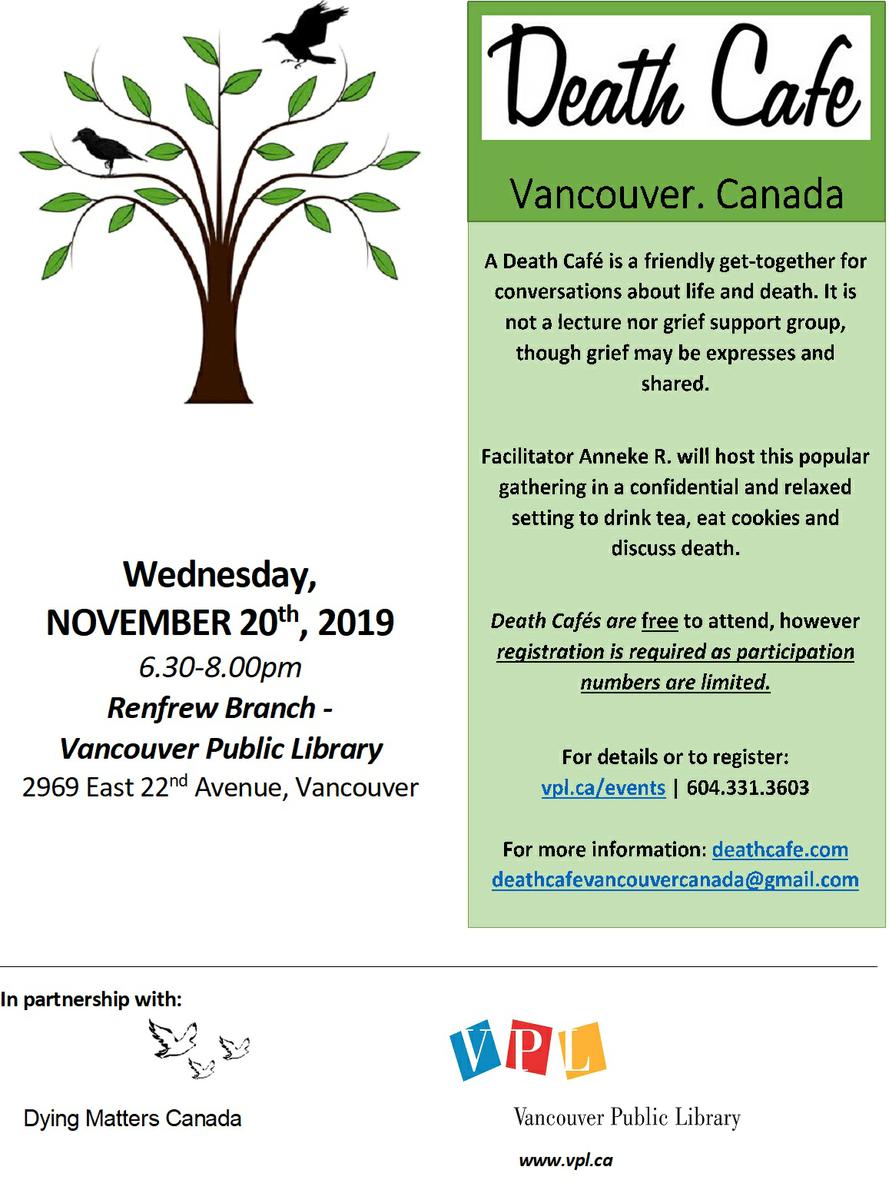 A Death Cafe  - Vancouver Canada - Renfrew Branch VPL