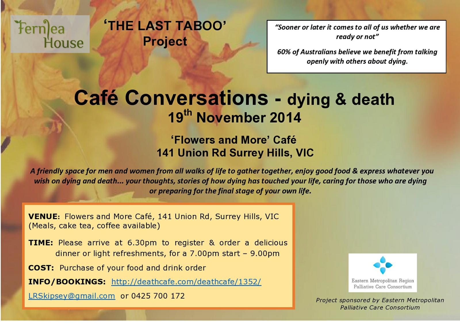 Death Cafe Surrey Hills, Melbourne, Australia