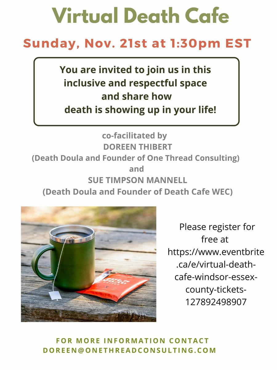 Virtual Death Cafe EST Windsor Essex County EST