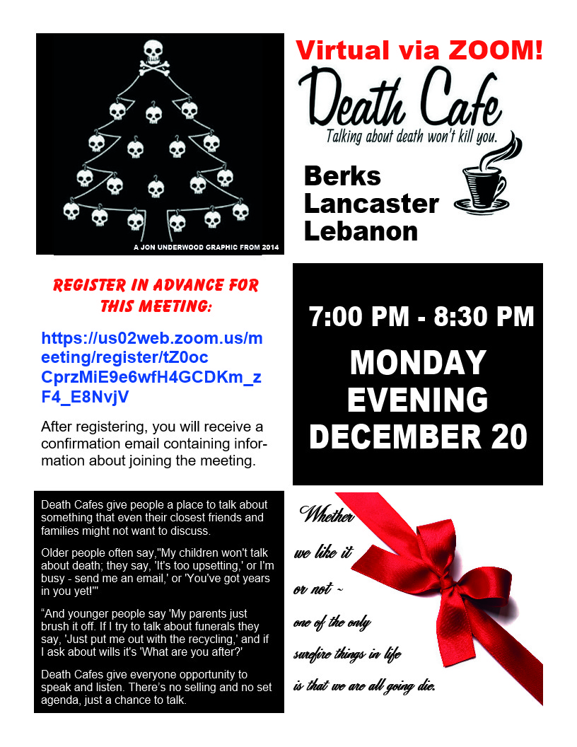 December Death Cafe via ZOOM! EST