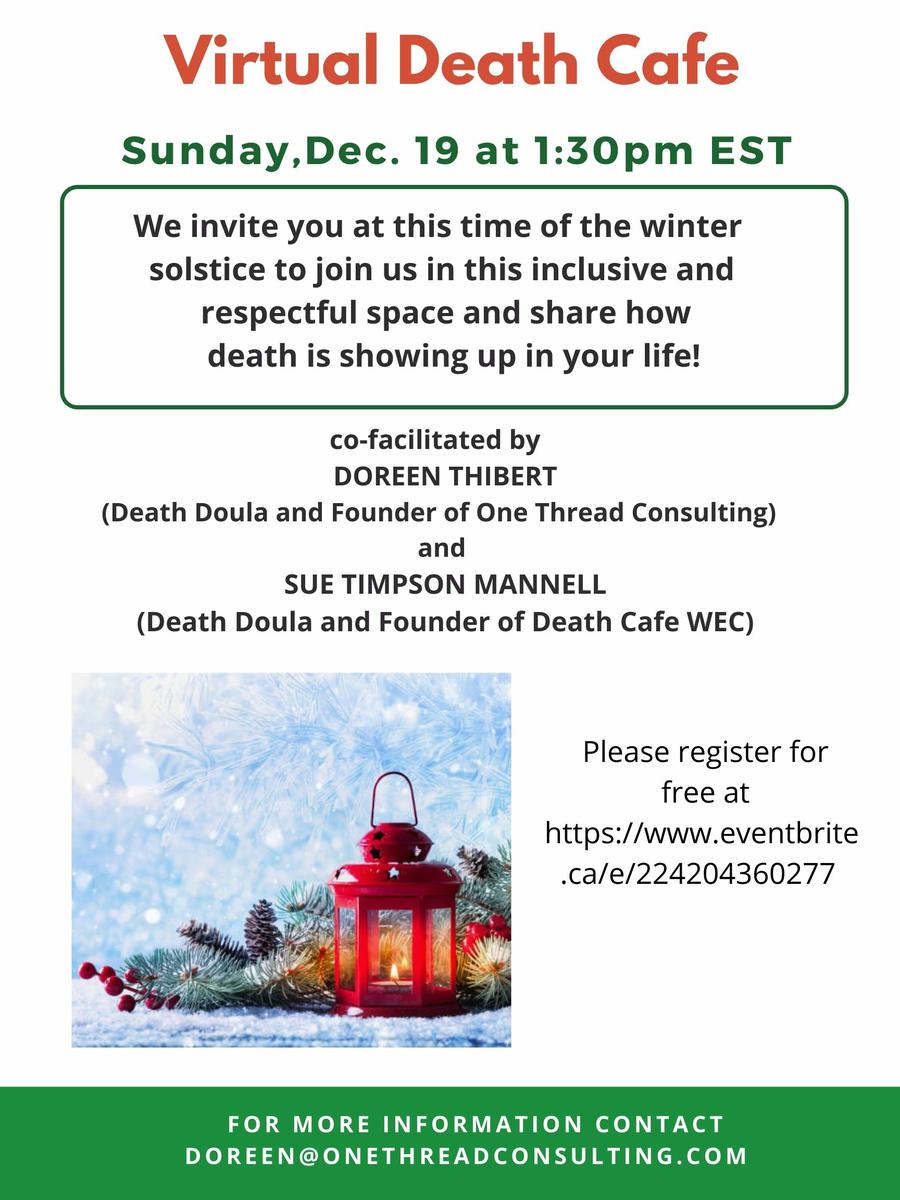 Virtual Solstice Death Cafe EST Windsor Essex County EST