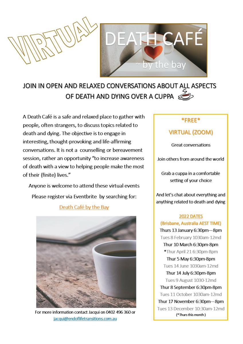 Death Cafe by the Bay (virtual) Brisbane