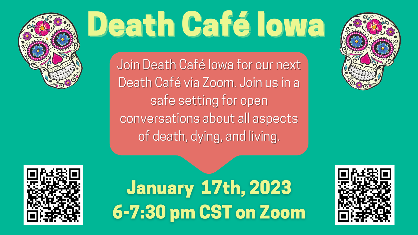 January Online Death Cafe Iowa CST