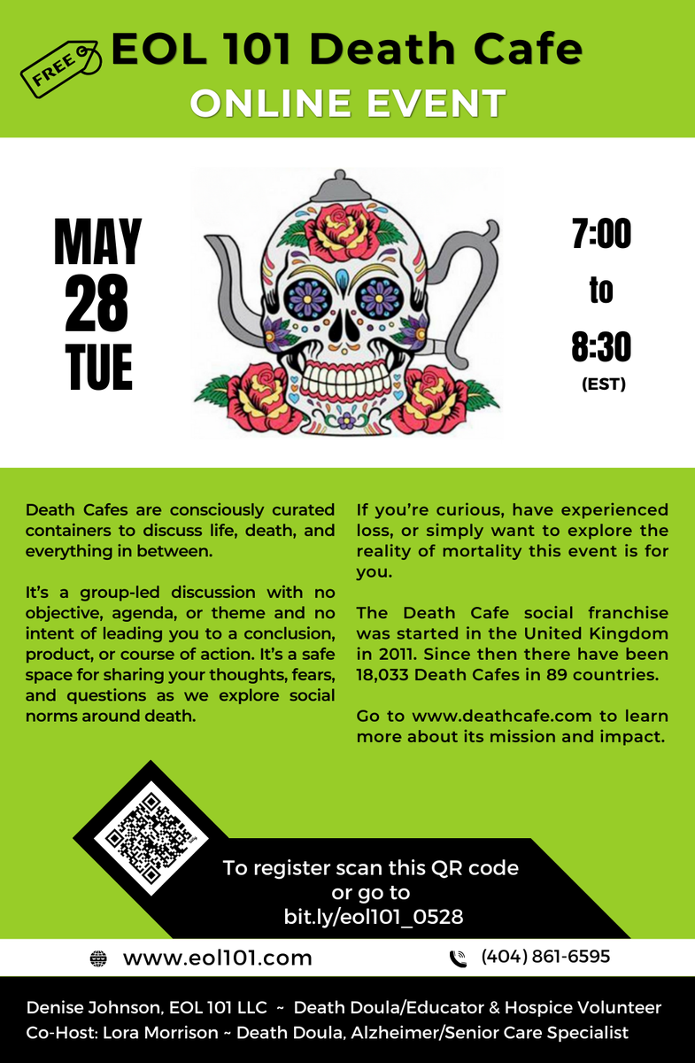 EOL 101 Death Cafe ~ ONLINE EDT