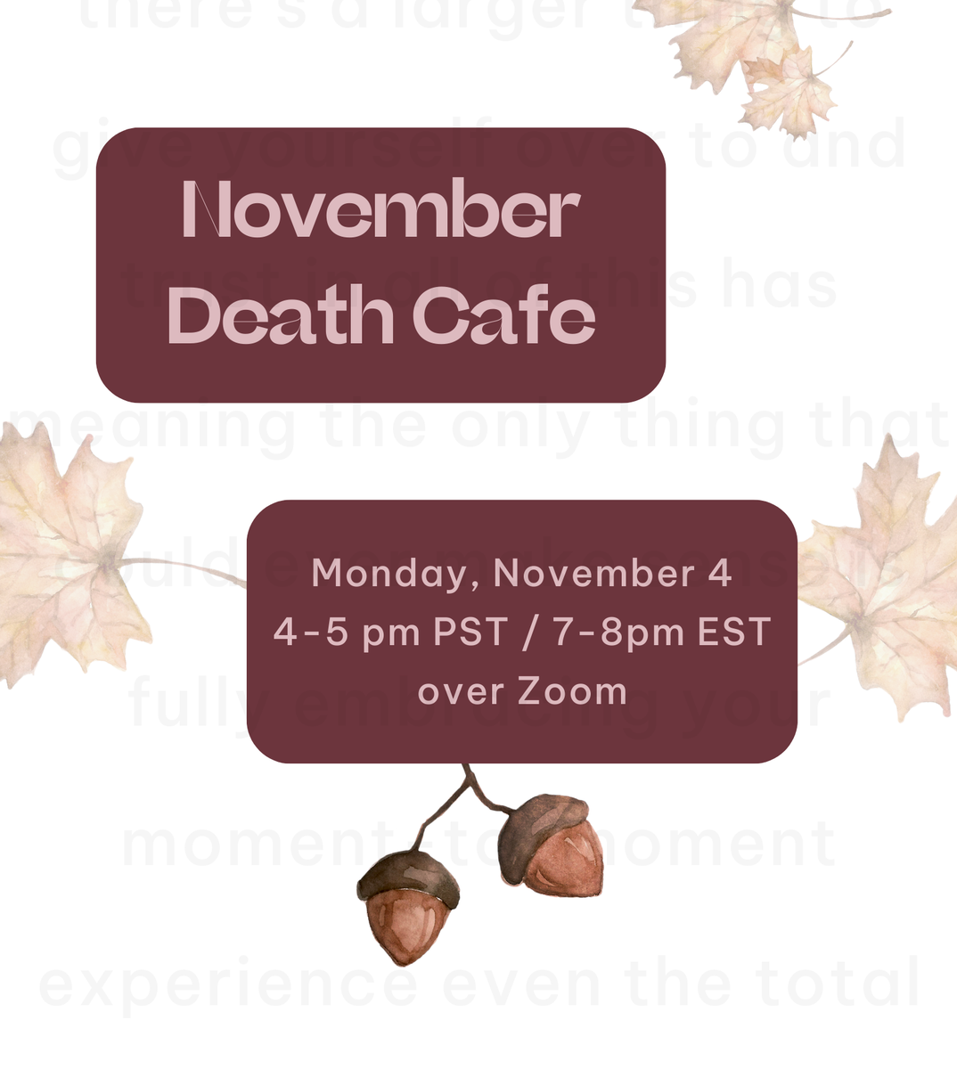 November Virtual Death Cafe PDT