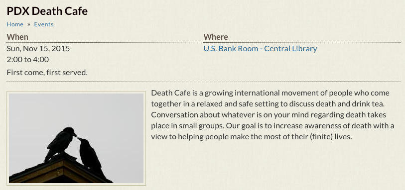 PDX Death Cafe at Central Library