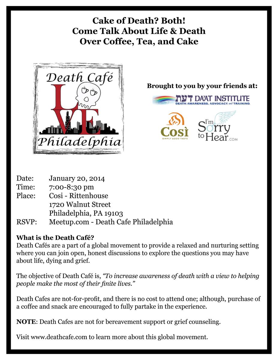 Death Cafe Philadelphia and Greater Philadelphia