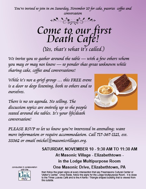 Death Cafe | the first at Masonic Village  - Elizabethtown