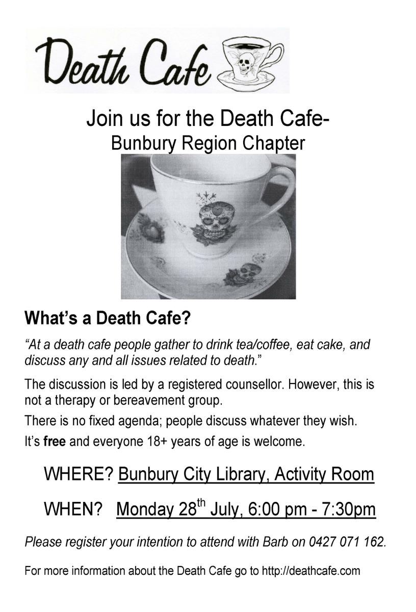 Death Cafe Bunbury Region Western Australia