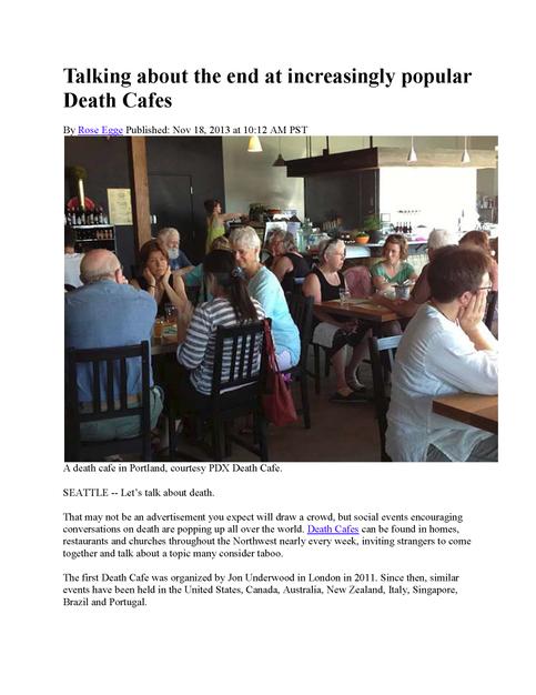 Talking about the end at increasingly popular Death Cafes