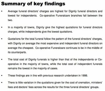 Funeral cost comparison research (UK)